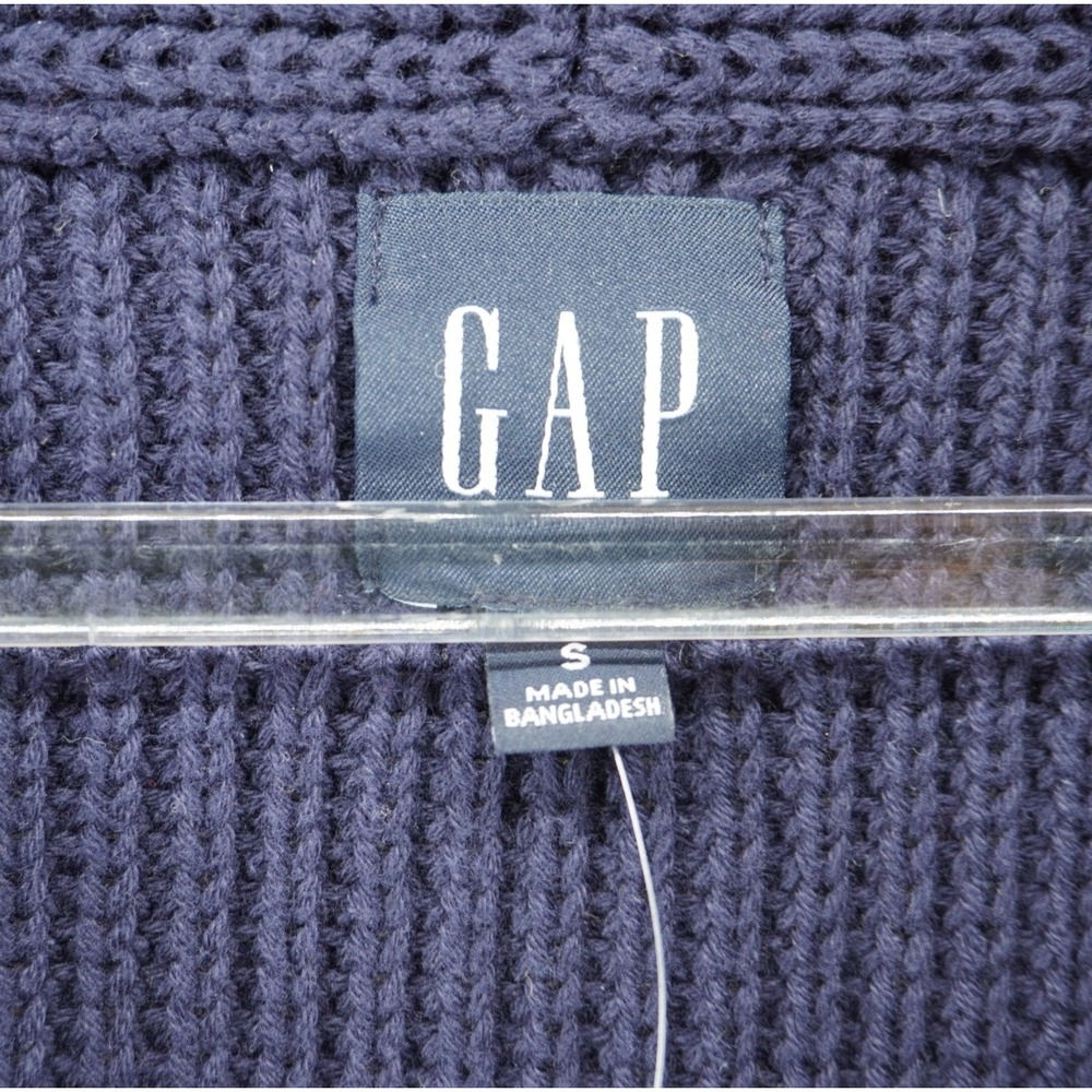 Gap Mens Navy Blue Shawl Collar Ribbed Knit Cardigan Sweater Small NEW Academia - Picture 9 of 12